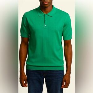 TRUTH BY REPUBLIC SWEATER POLO SHIRT SNAP BUTTON MEN SHORT SLEEVES GREEN SIZE S